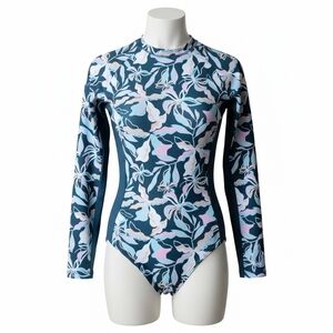 Evo Floral Long Sleeve Beach Vacation Resort UPF 50 Quick Dry Swimsuit M NWT